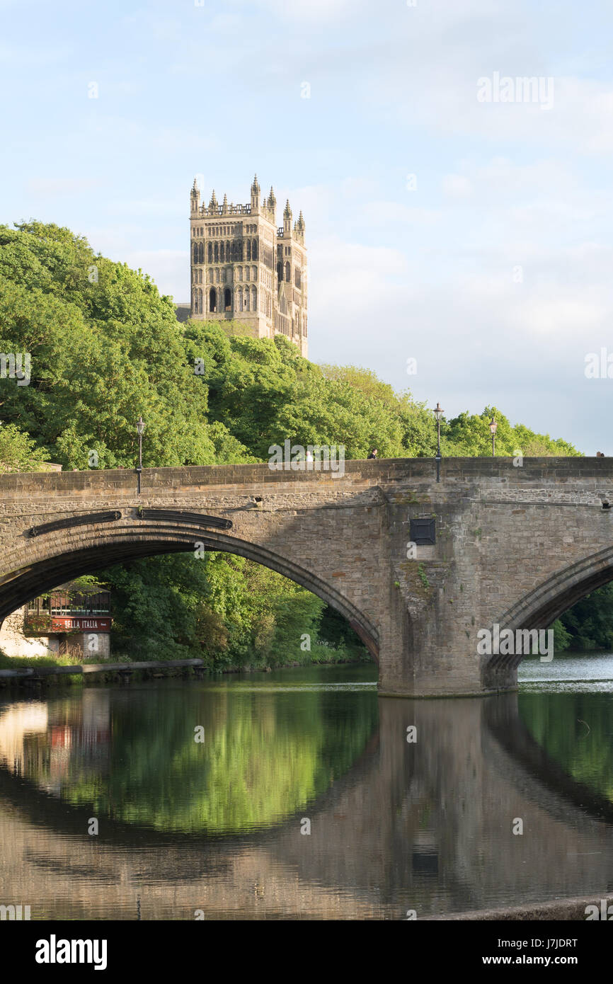 Durham cathedral and Framwellgate bridge, Durham City, England, UK Stock Photo