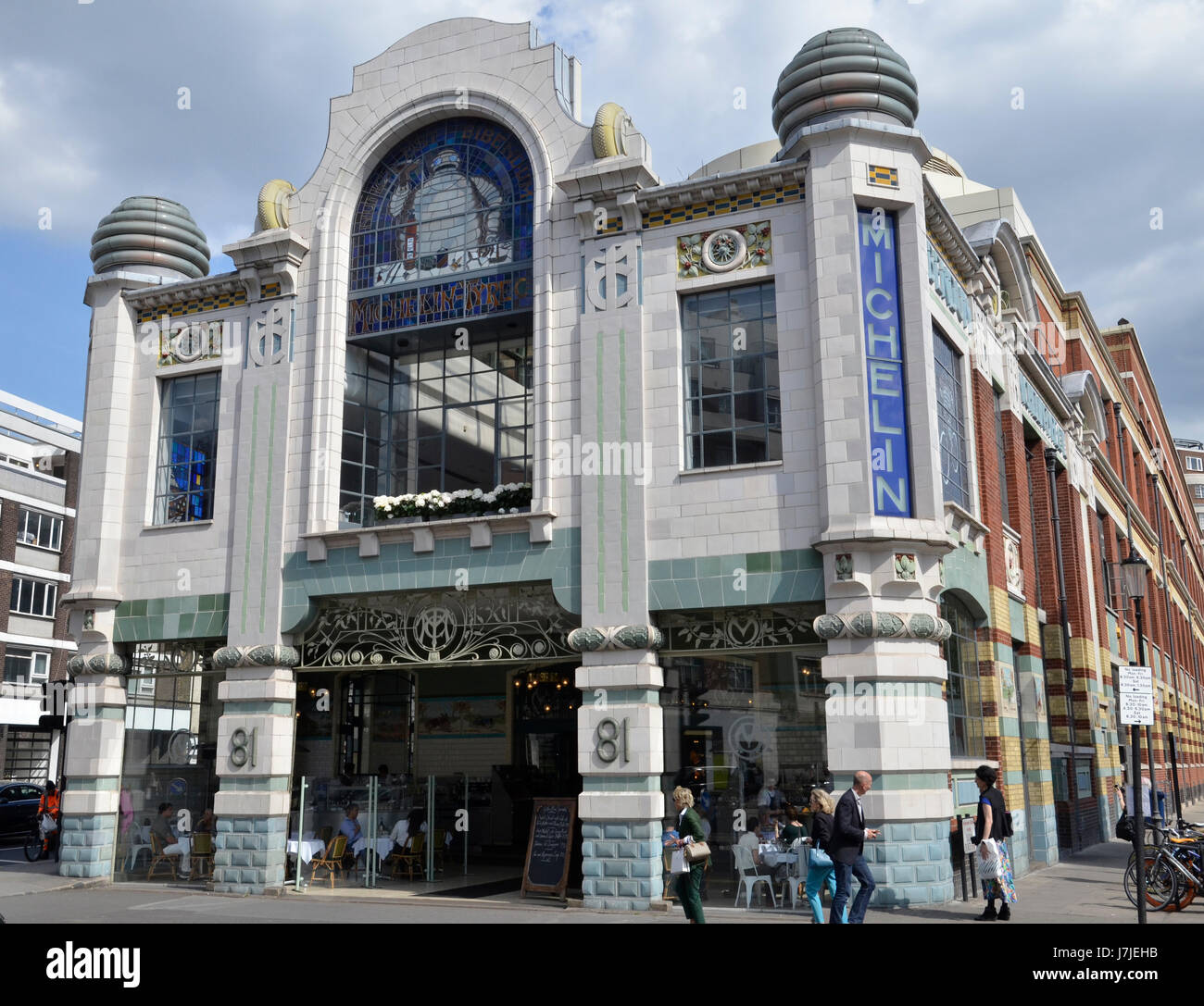 The Art Deco Bibendum Restaurant in Fulham Road, Kensington, London. The building is Michelin House, former hq of the tyre company in the UK Stock Photo