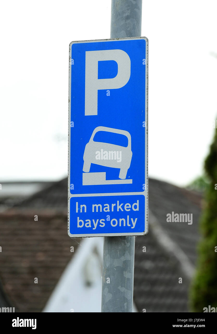 General view of a parking restriction sign, London Stock Photo Alamy