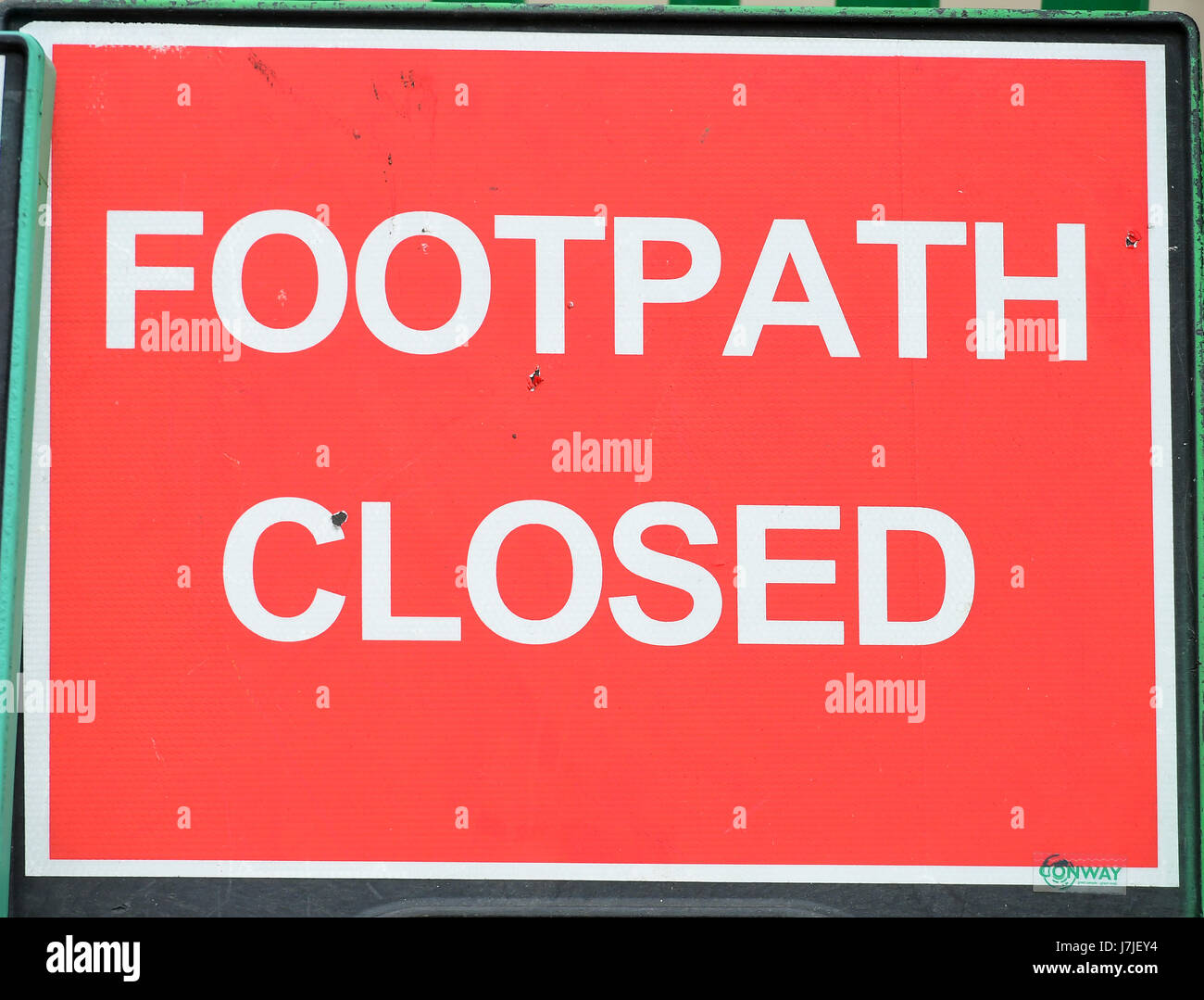 General view of a footpath closed sign, London Stock Photo - Alamy