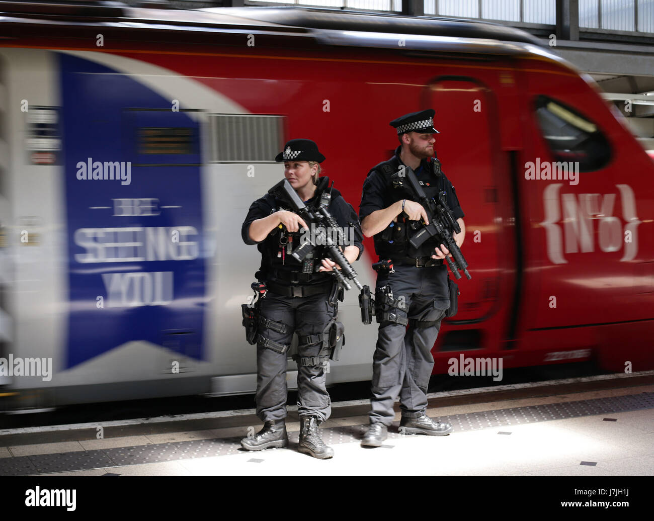 Armed British Transport Police Specialist Operations Officers On The ...