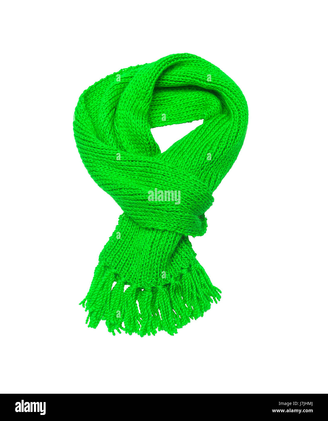 Green scarf on a white background. Stock Photo