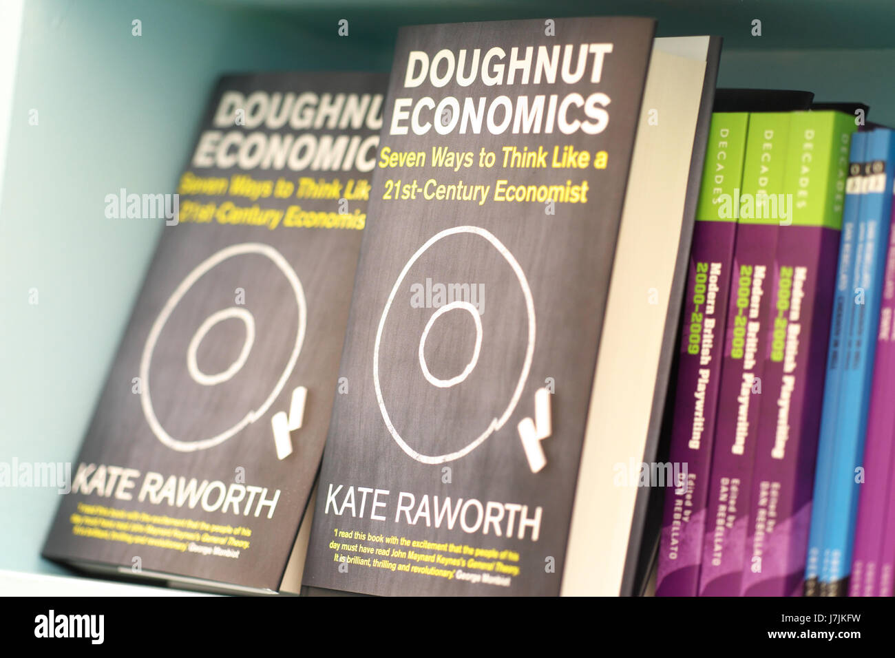 Kate Raworth economics book title called Doughnut Economics Stock Photo