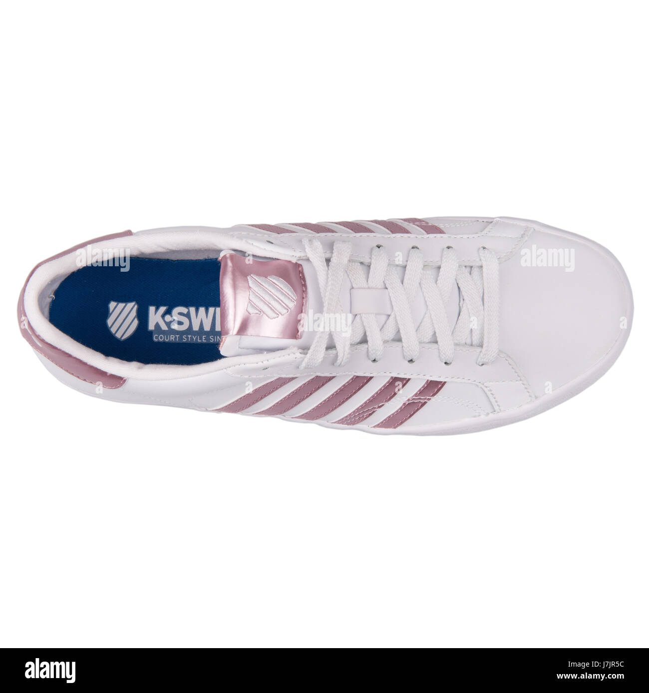 white and pink k swiss