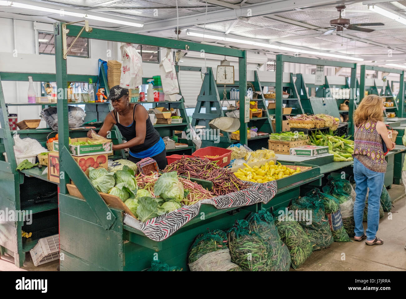 A fresh produce stand in the Curb Market, Montgomery, Alabama, USA