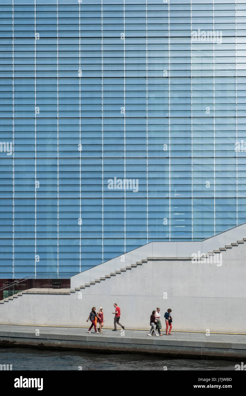 Berlin, Germany - may 23, 2017: Glass facade of the Marie Elisabeth Lueders House, part of the German Chancellery building Complex in Berlin. Stock Photo