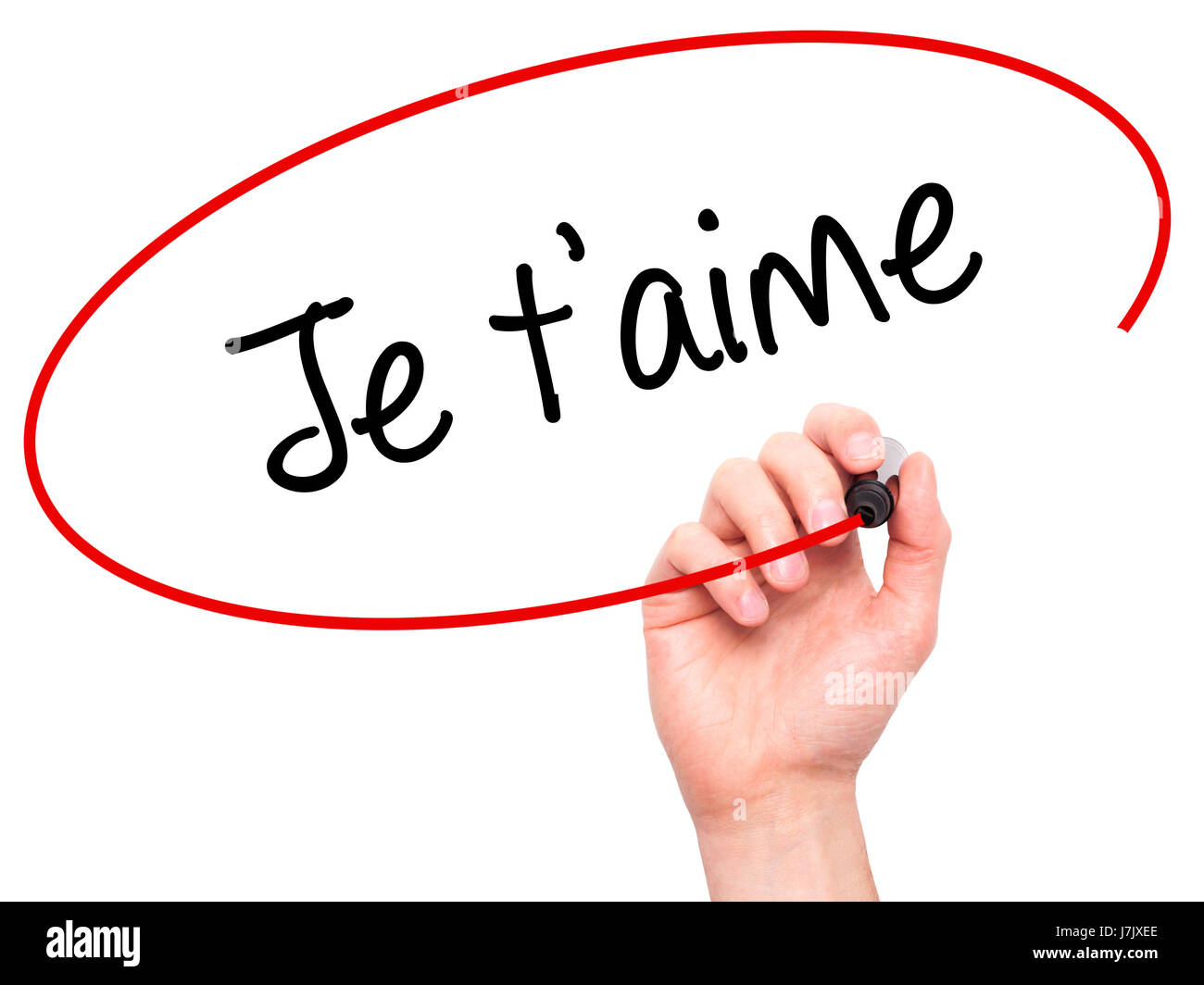 Man Hand writing Je t