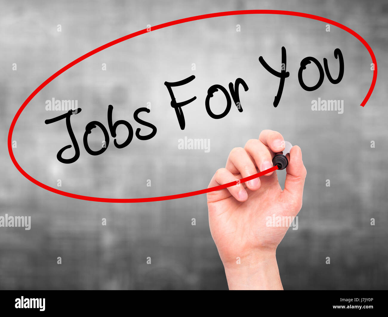 Man Hand writing Jobs For You with black marker on visual screen ...