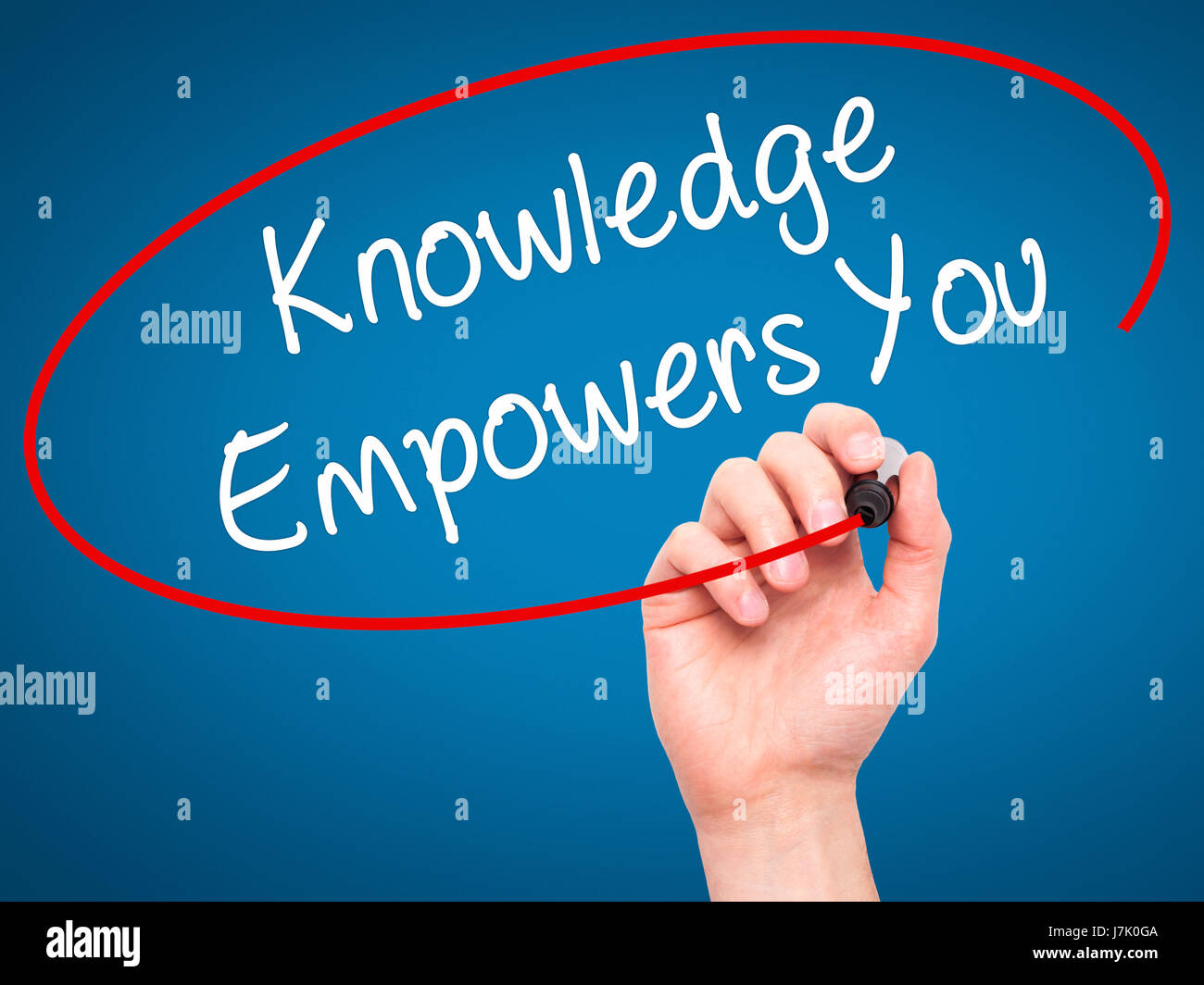 Man Hand writing Knowledge Empowers You with black marker on visual ...