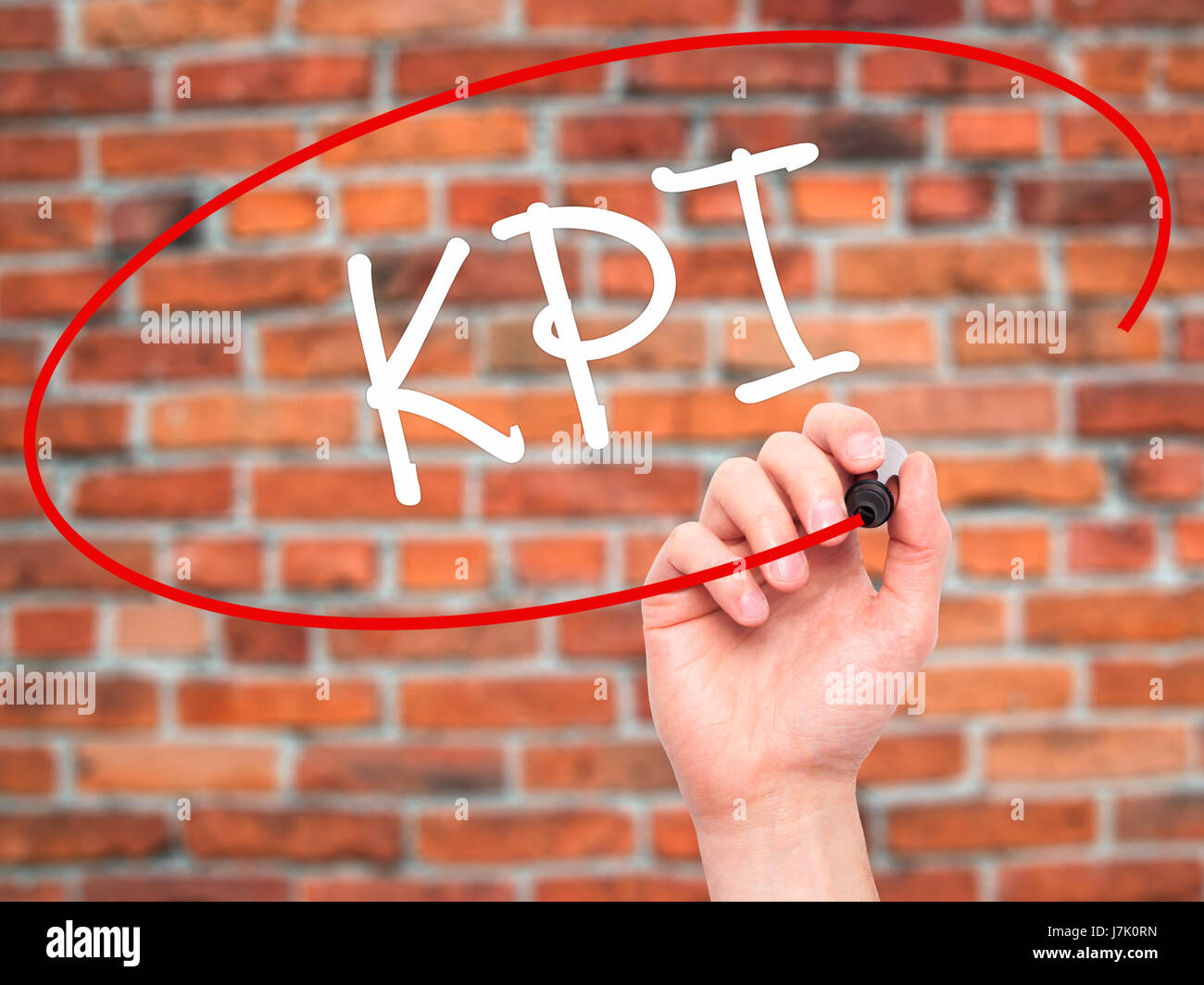 Man Hand writing KPI (Key Performance Indicator) with black marker on ...