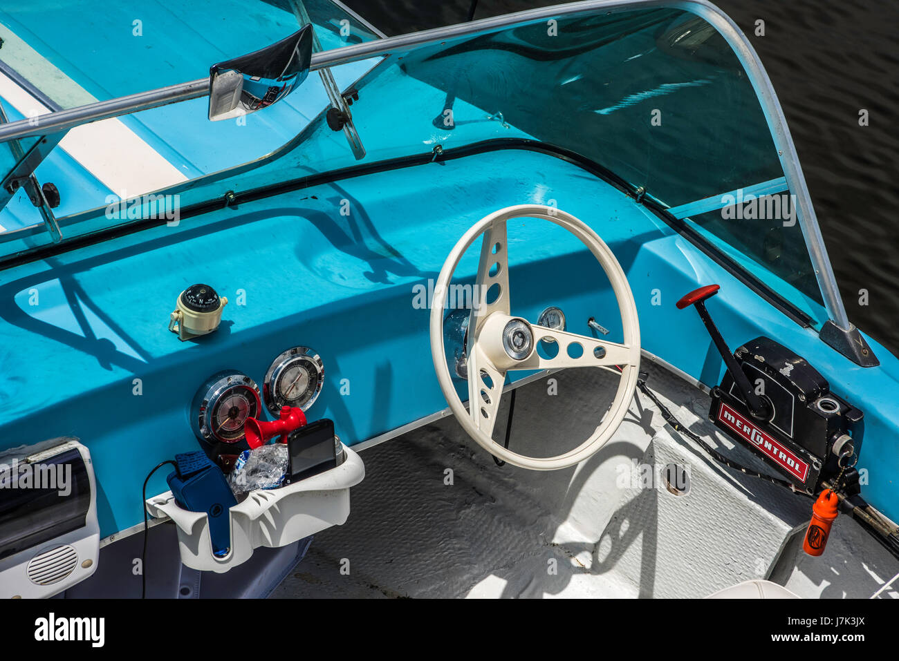 Antique personal power boat dashboard consorts Stock Photo Alamy