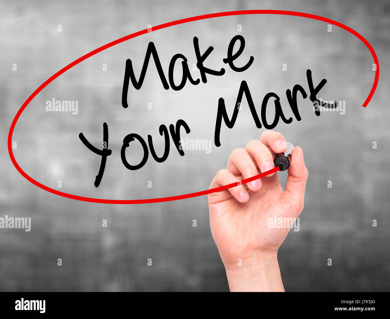 Man Hand writing Make Your Mark with black marker on visual screen ...
