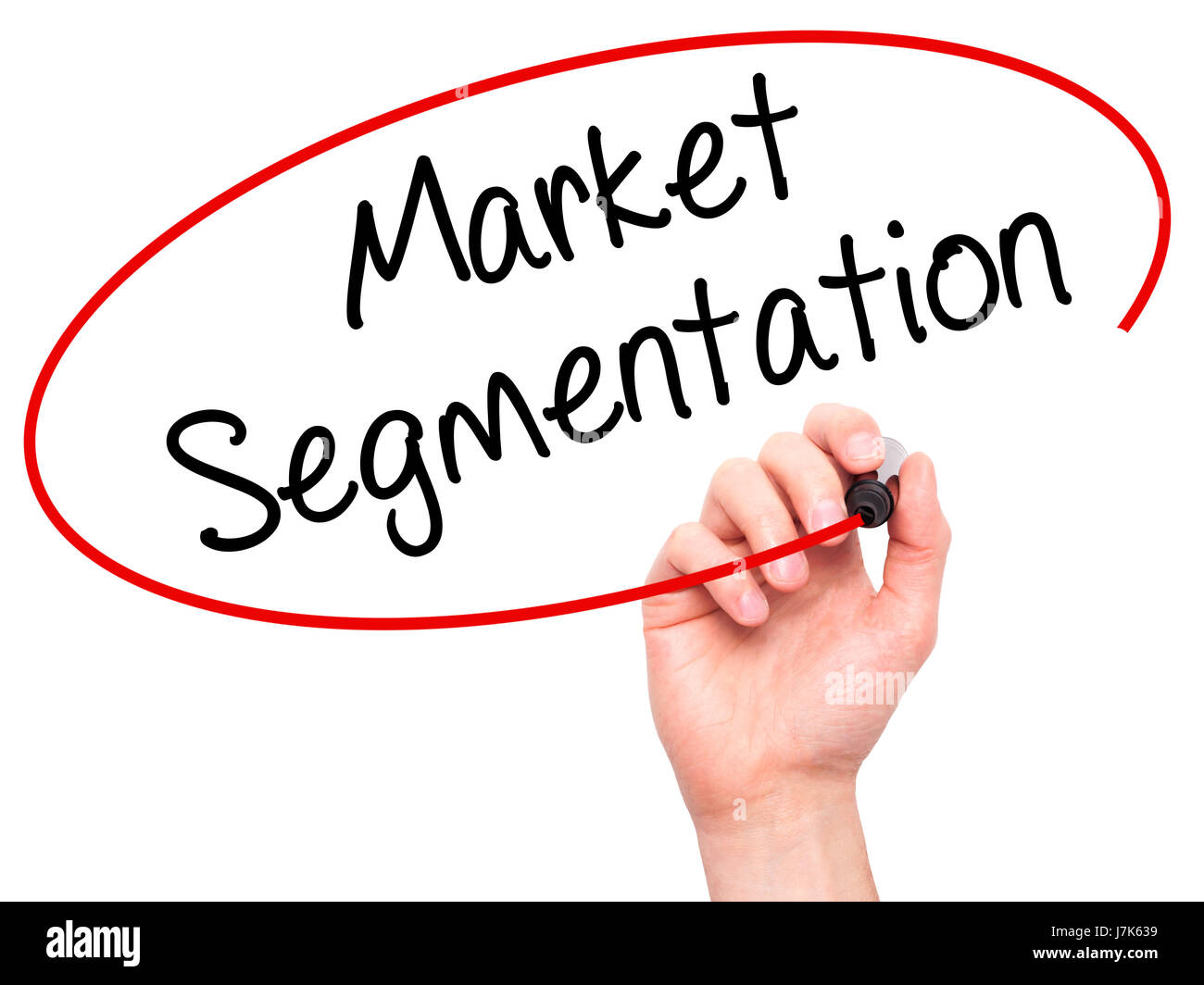 Man Hand writing Market Segmentation with black marker on visual screen ...