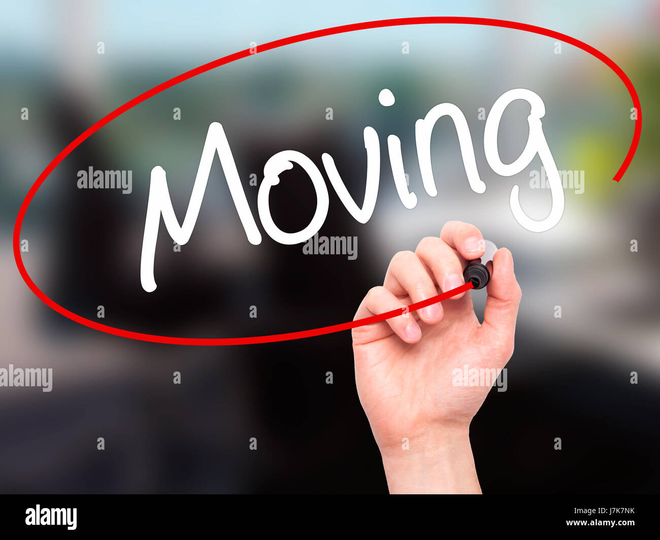 Man Hand writing Moving with black marker on visual screen. Isolated on ...