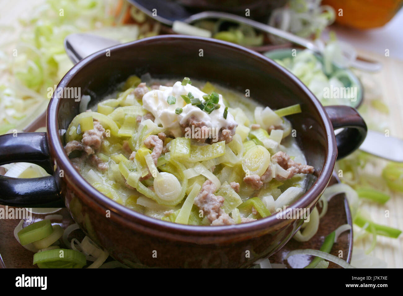 leek and cheese soup Stock Photo Alamy
