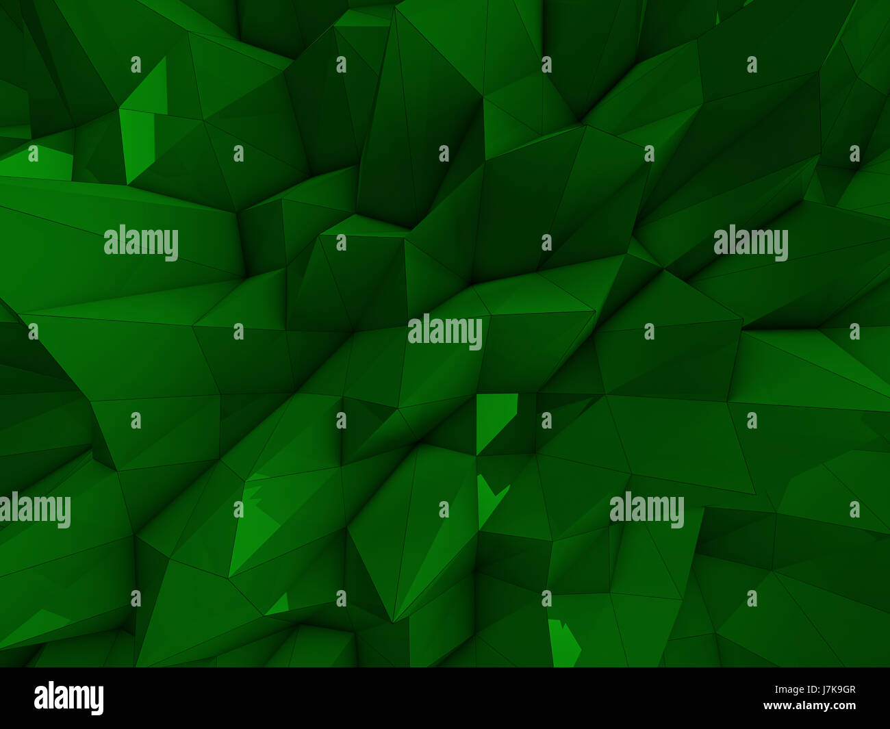 Abstract Polygonal Background in Green, Top View Stock Photo