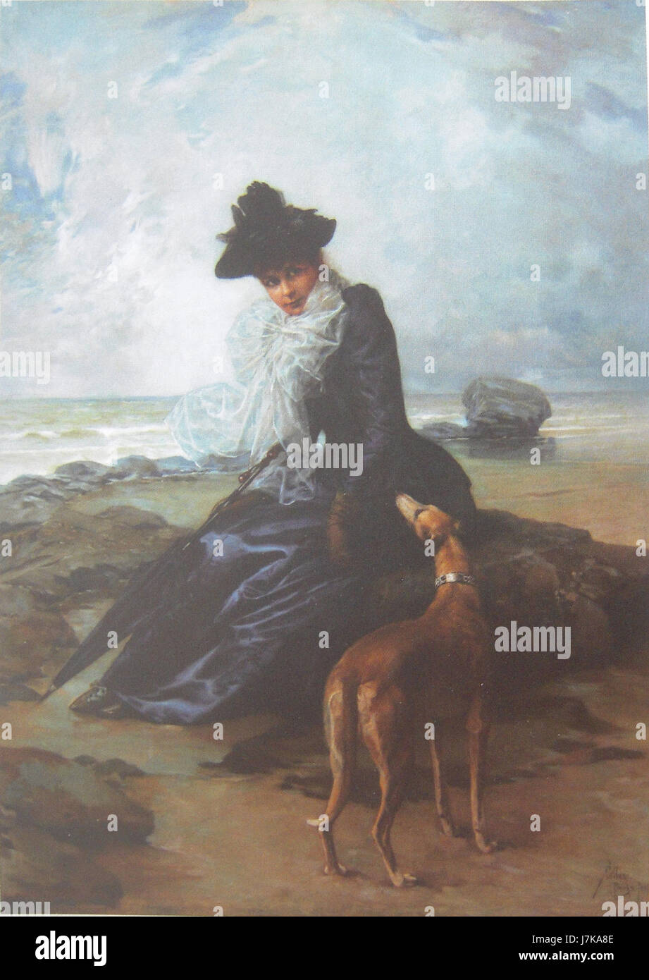 Collazo, Guillermo, Dama sentada a orillas del mar Stock Photo Alamy