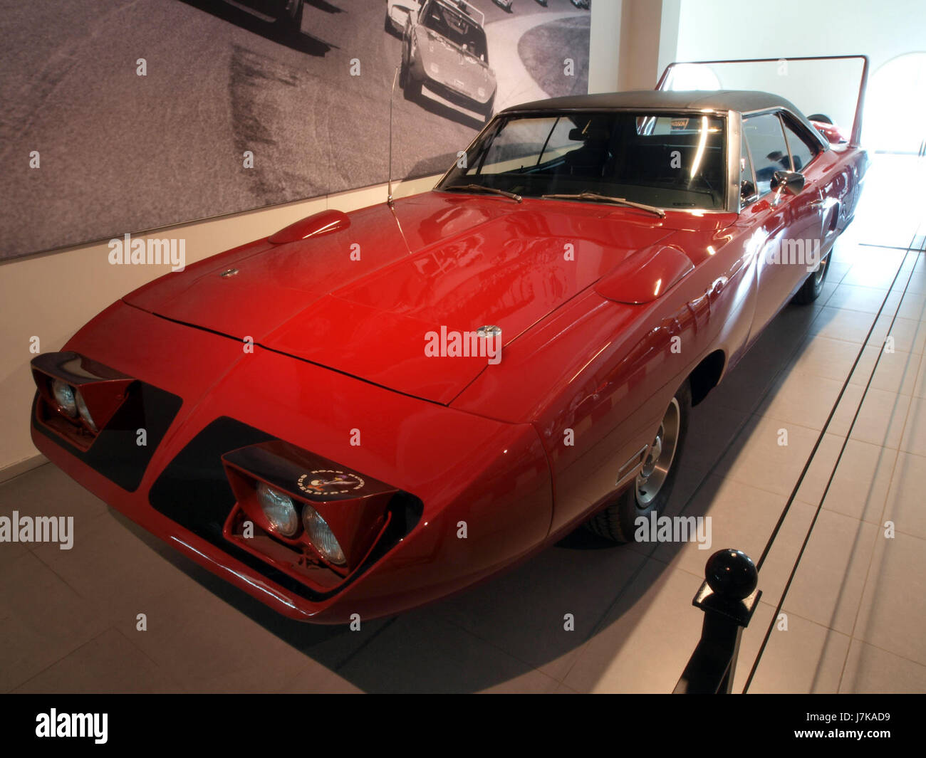 A classic 1970 Plymouth Road Runner Superbird, notable for its distinctive design and engineering, including the rear spoiler and aerodynamic features. It represents a key moment in automotive history, particularly in muscle car culture. Stock Photo