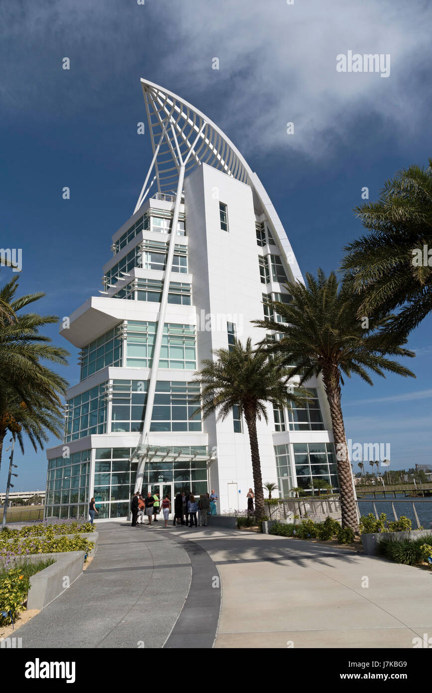 Exploration Tower at Port Canaveral Florida USA. Building with interactive exxhibits popular with tourists. April 2017 Stock Photo