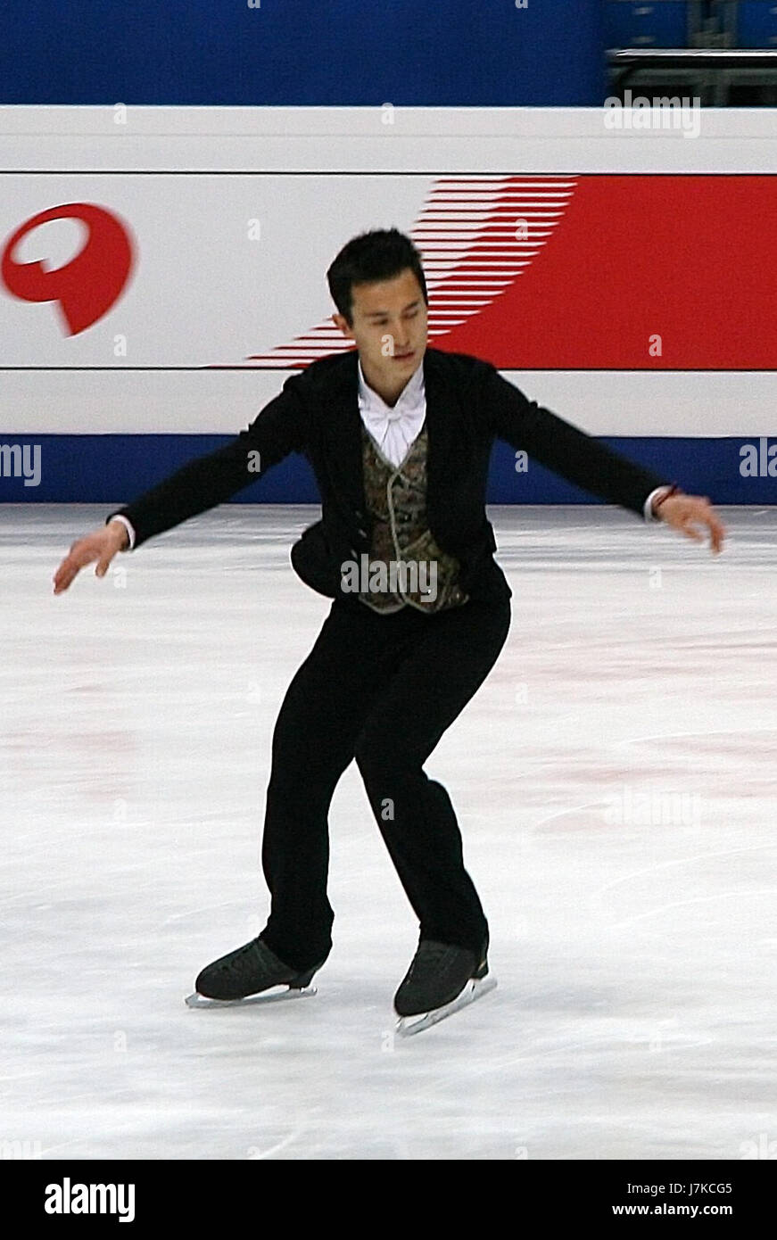 This title refers to a figure skating performance by Patrick Chan at the 2011 World Figure Skating Championships (WFSC), where he achieved a notable 4th place finish in the men's singles event. Stock Photo