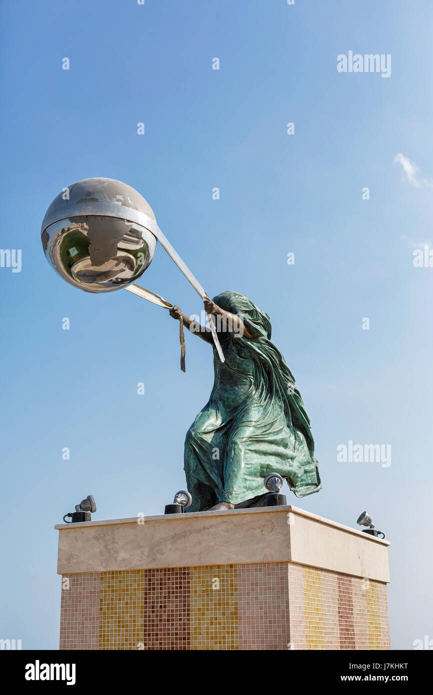 The Force of Nature sculpture by Lorenzo Quinn in Katara Cultural Village in Doha, Qatar, Middle East. Stock Photo
