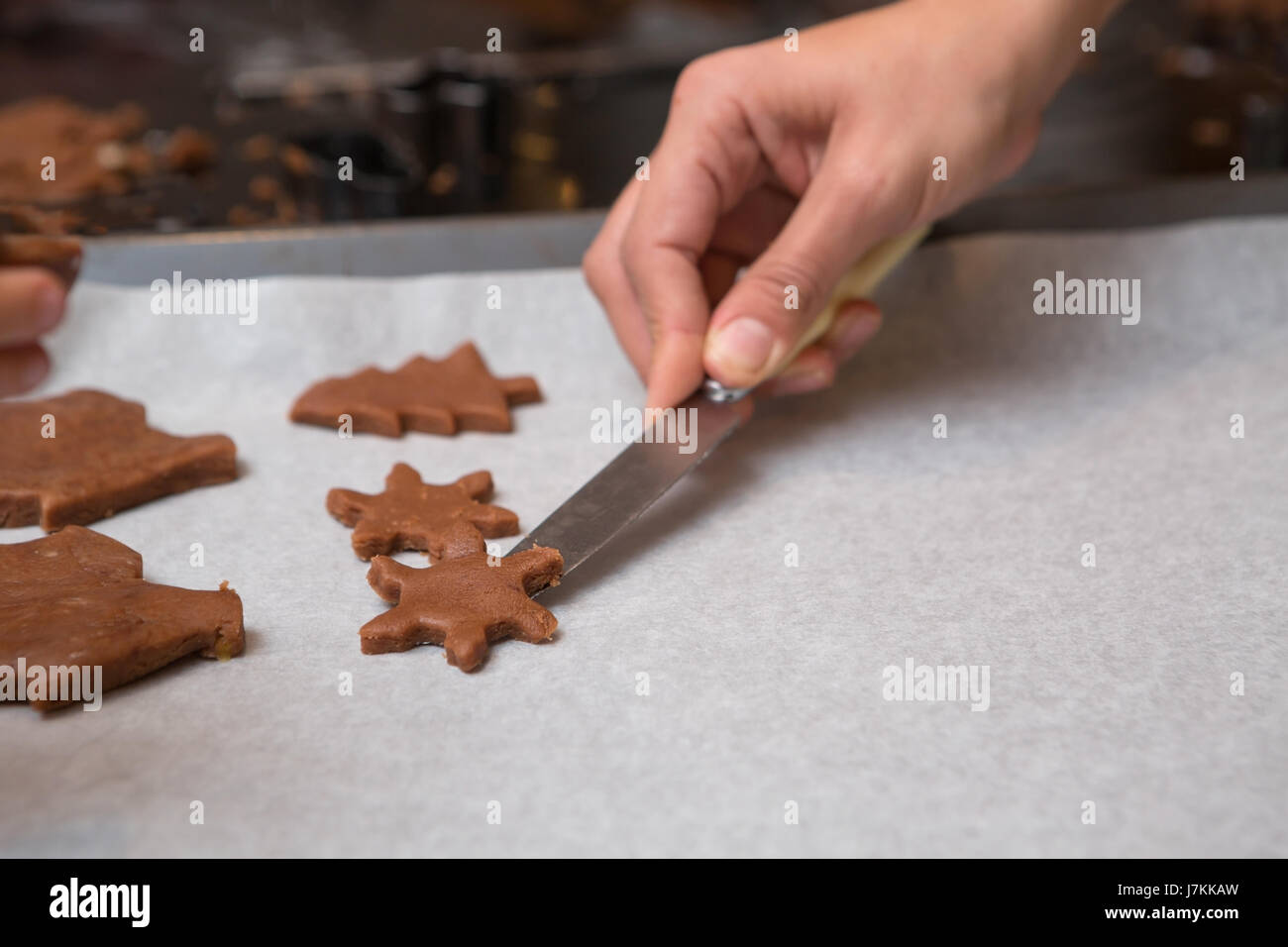 Different Biscuit Shapes On Baking Sheet Ready For The Oven Stock Photo