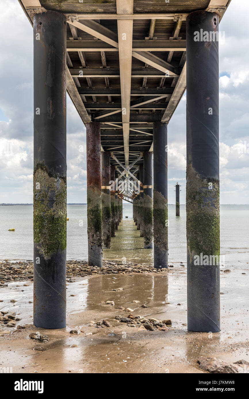 Under the jetty of La Tranche-sur-Mer at low tide (Vendee, France) Stock Photo
