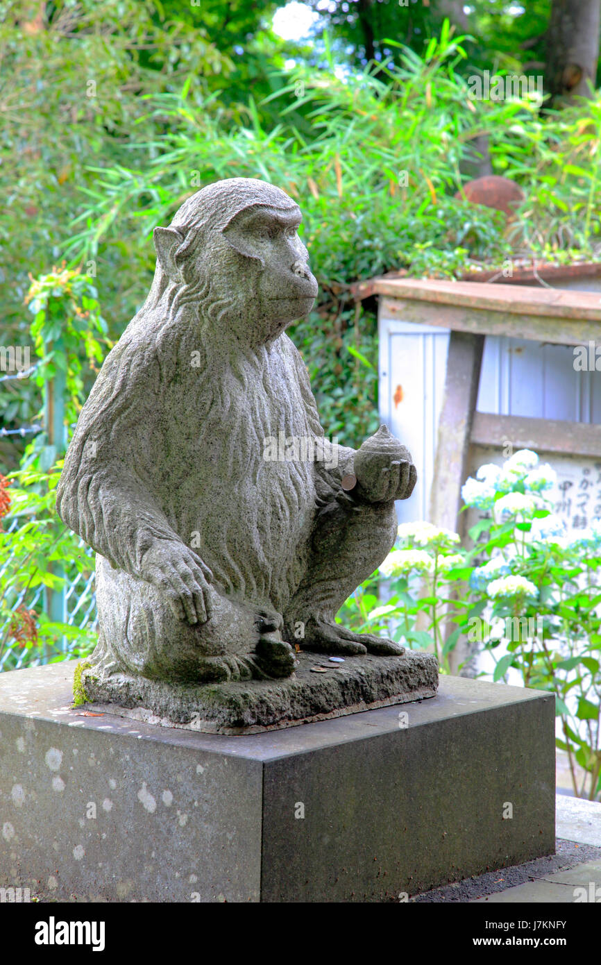 A Statue of Monkey at Saruhashi Otsuki city Yamanashi Japan Stock Photo