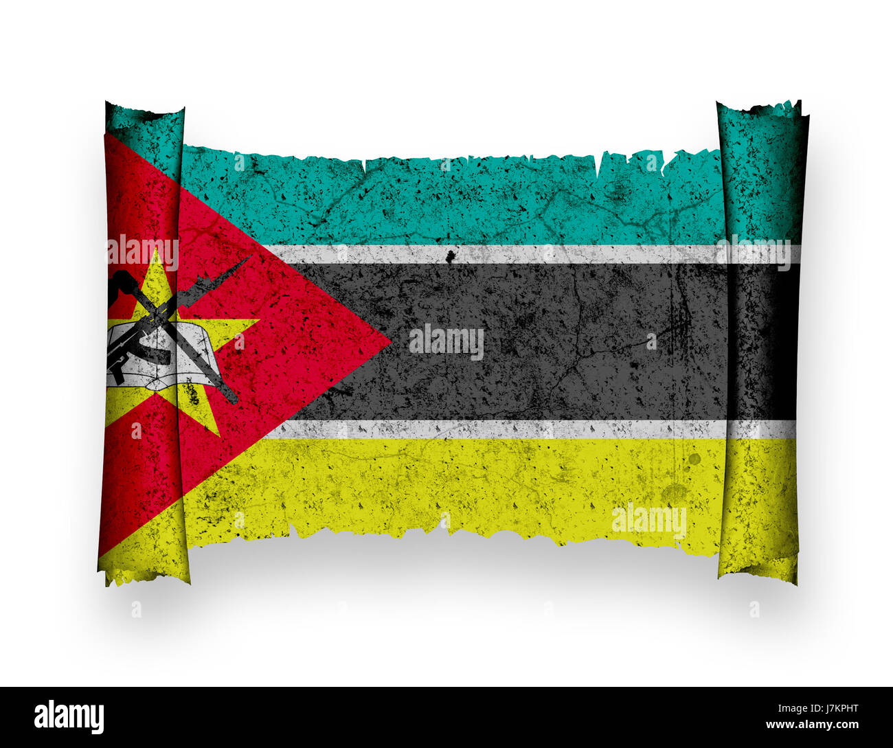 flag national mozambique flag blow national mozambique pictogram symbol Stock Photo