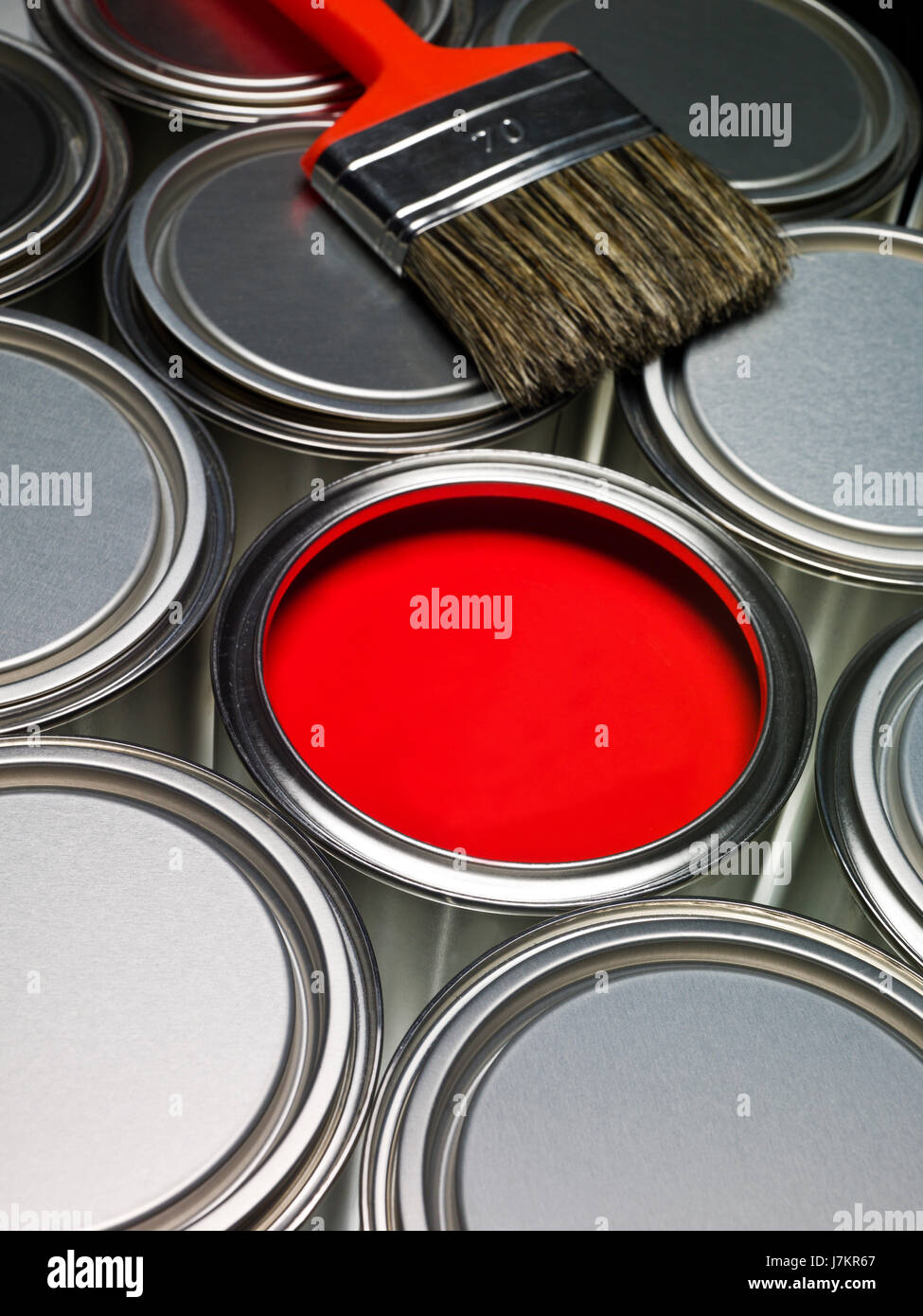 colour closed metal open brush paint container nobody uncap top seal ...