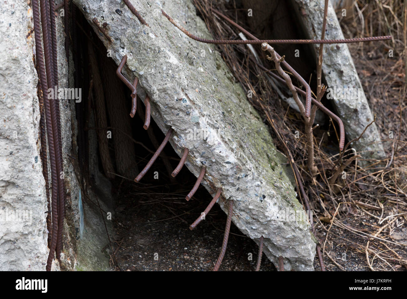 Broken part of the Berlin wall. Stock Photo