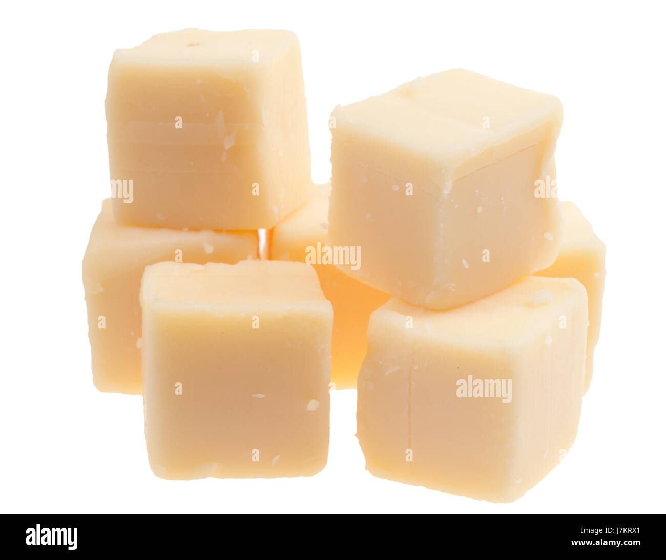 food aliment isolated cheese blocks dutch block snack white food aliment object Stock Photo