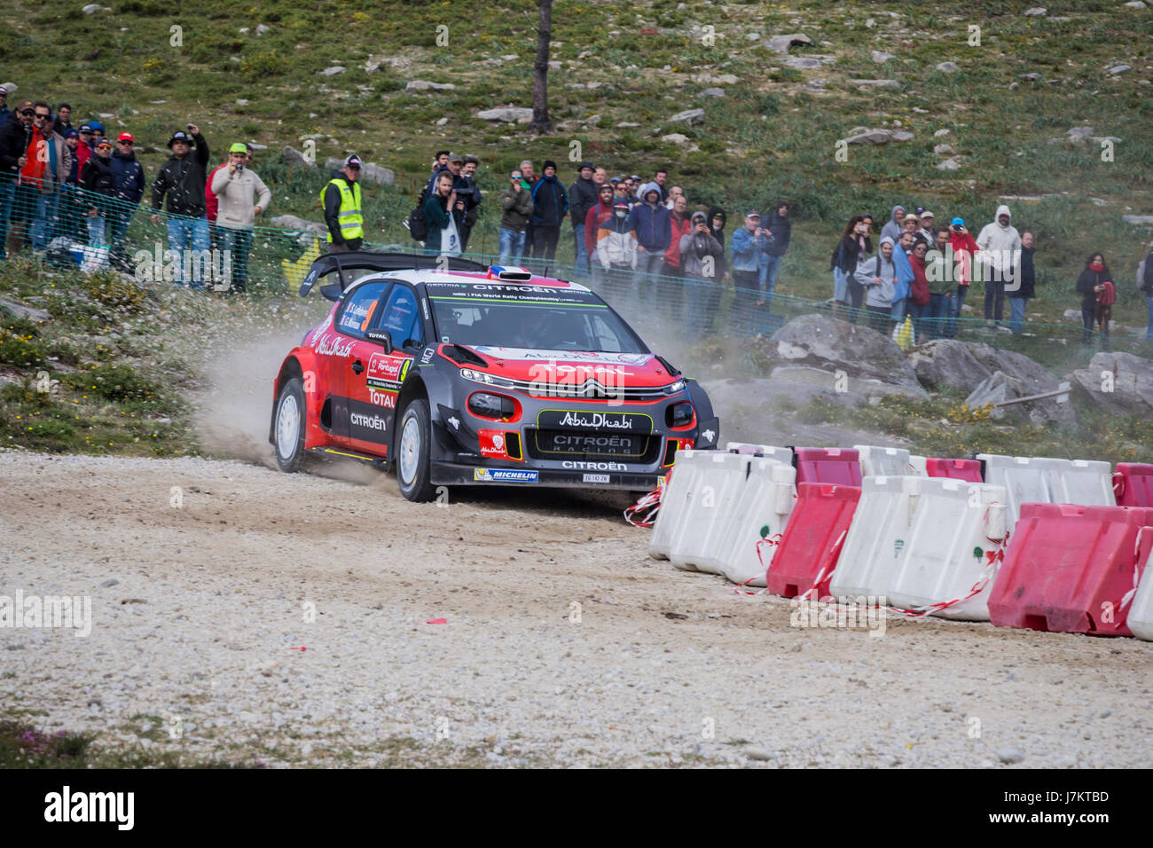 Viana do Castelo, PORTUGAL - MAY 19: French driver S. Lefebvre and co-driver G.Moreau, steer their Citroen C3 WRC in Viana do Castelo. Stock Photo