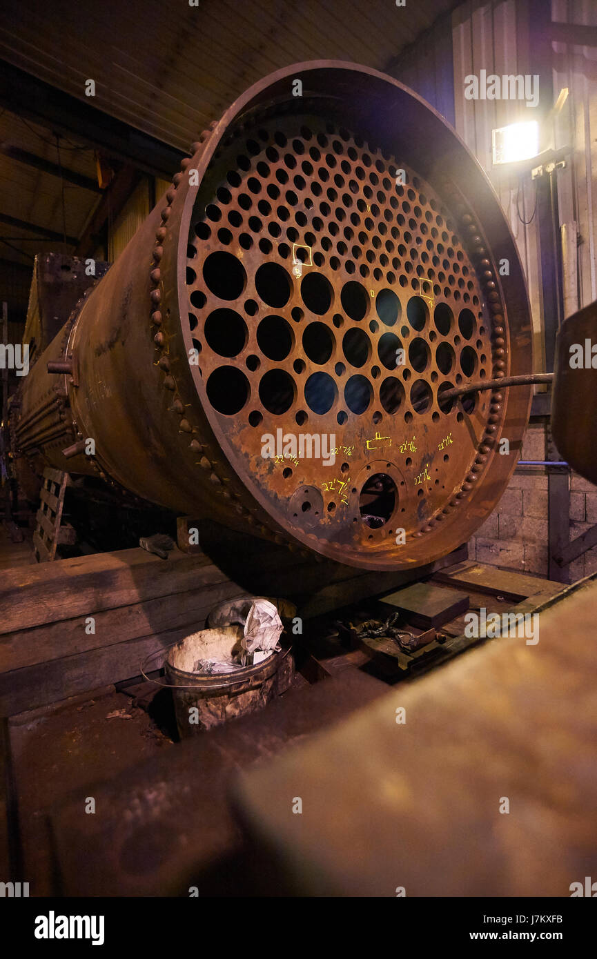 A Steam Train Boiler in the process of being refitted, at the Engine