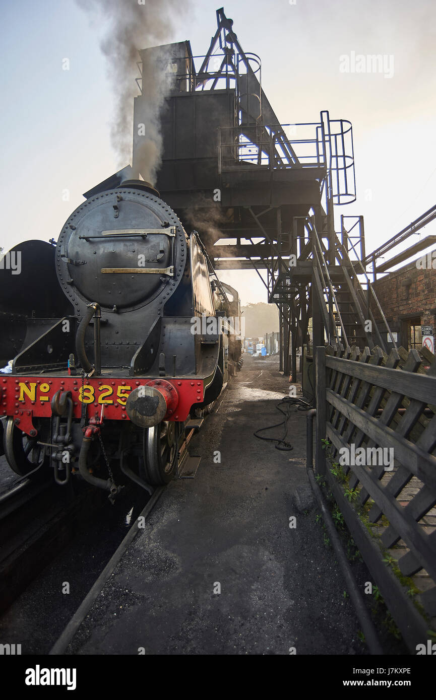Early Morning "Warming Up" the engines on the North Yorkshire Moors Railway NYMR Stock Photo