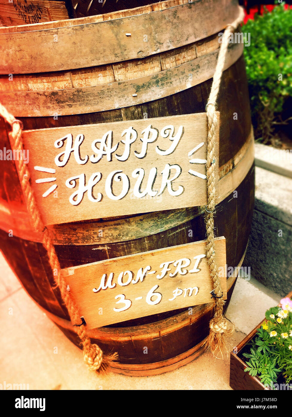 Bar Happy Hour Sign, NYC, USA Stock Photo Alamy