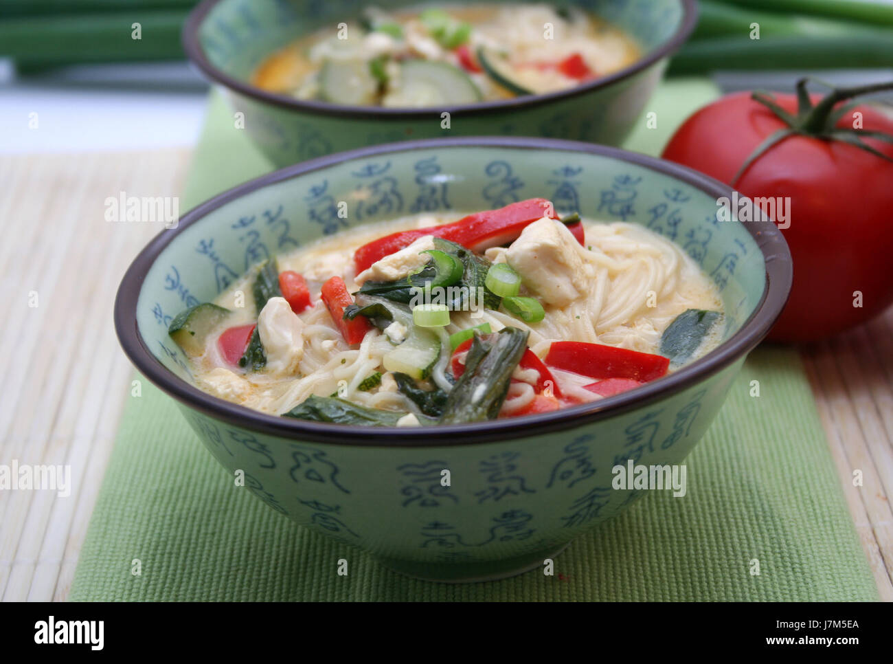 noodles vegetable paprika peppers cabbage noodle soup pottage soup shine shines Stock Photo