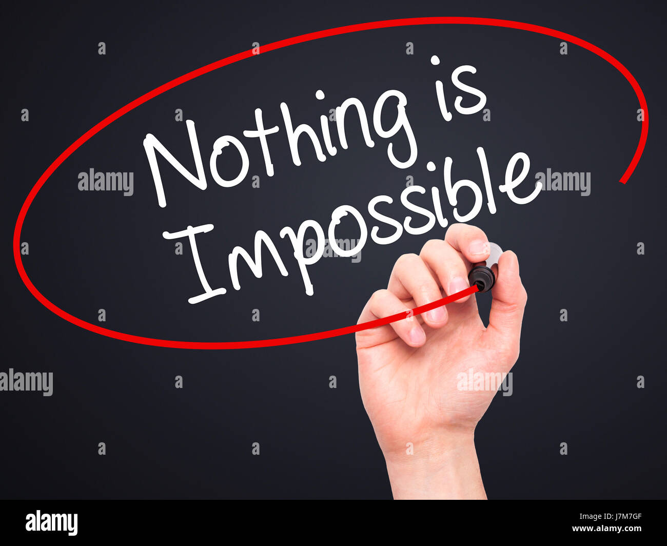 Hand Lettering Nothing Impossible Man Hand writing Nothing is Impossible with black marker on visual ...