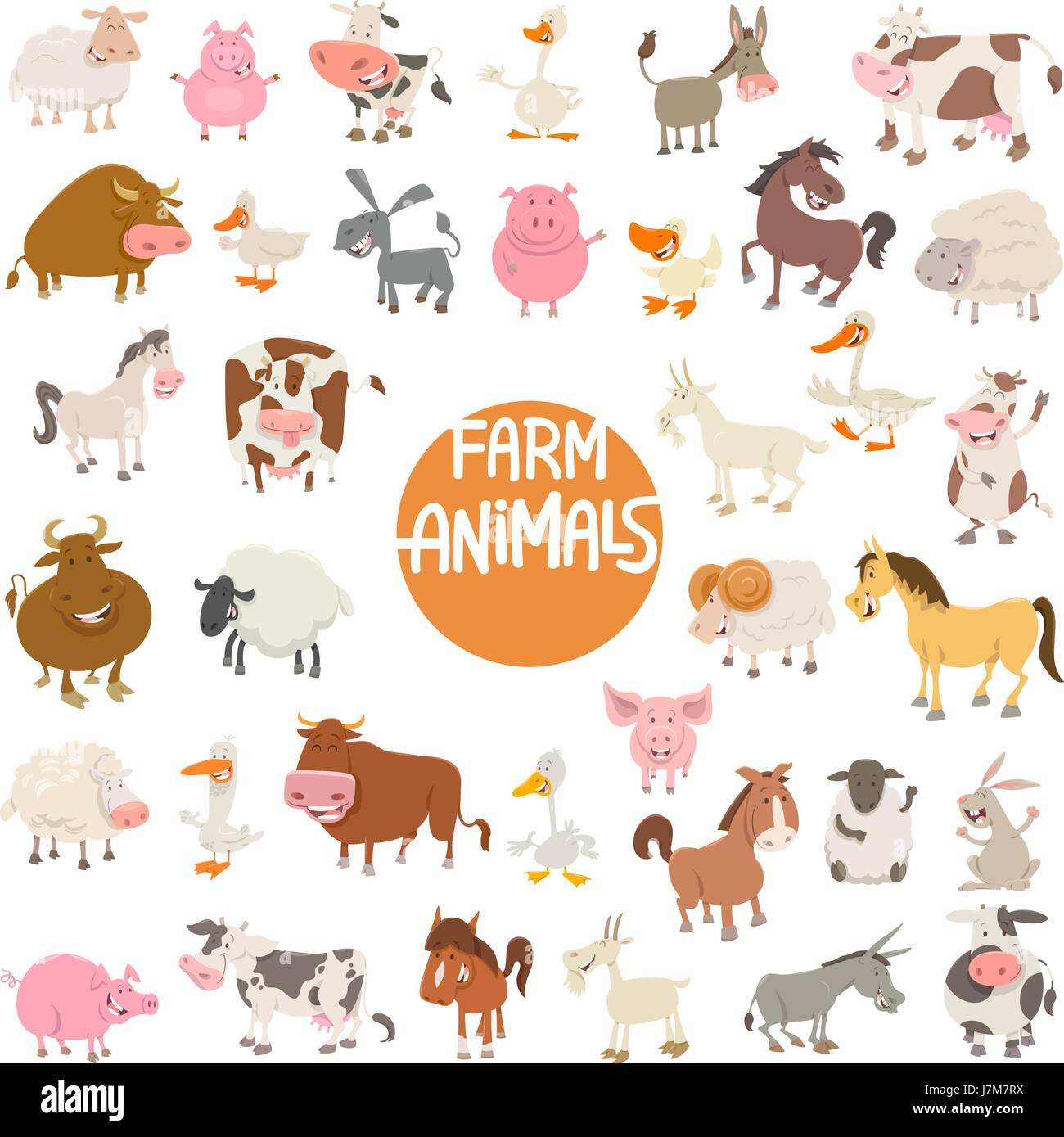 Cartoon Illustration of Cute Farm Animal Characters Large Set Stock Vector  Image & Art - Alamy