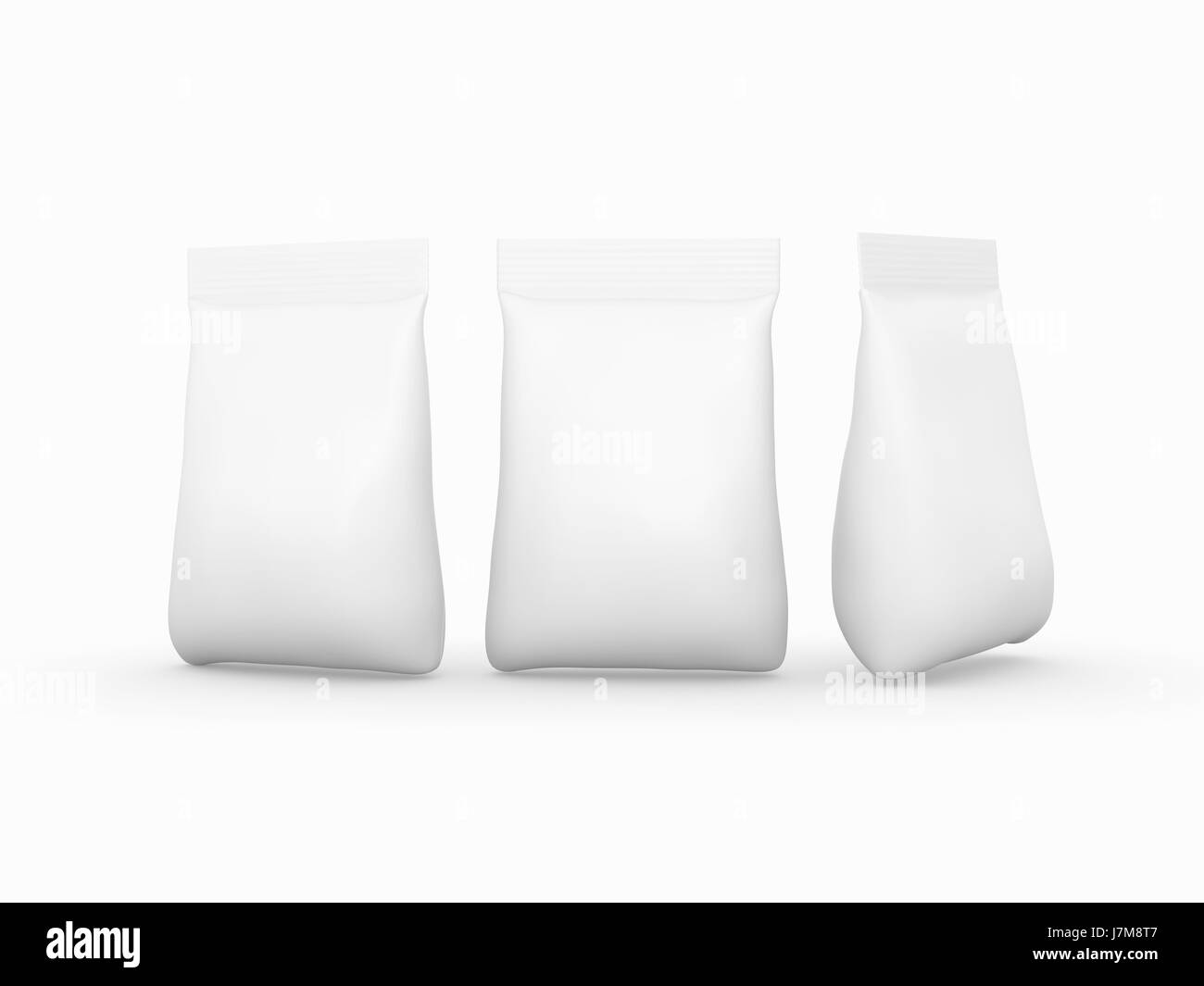 White  bag  packet  with clipping path,  Packaging  or wrapper for a wide variety of product like sweet, snack, milk powder, coffee, salt, sugar, powd Stock Photo