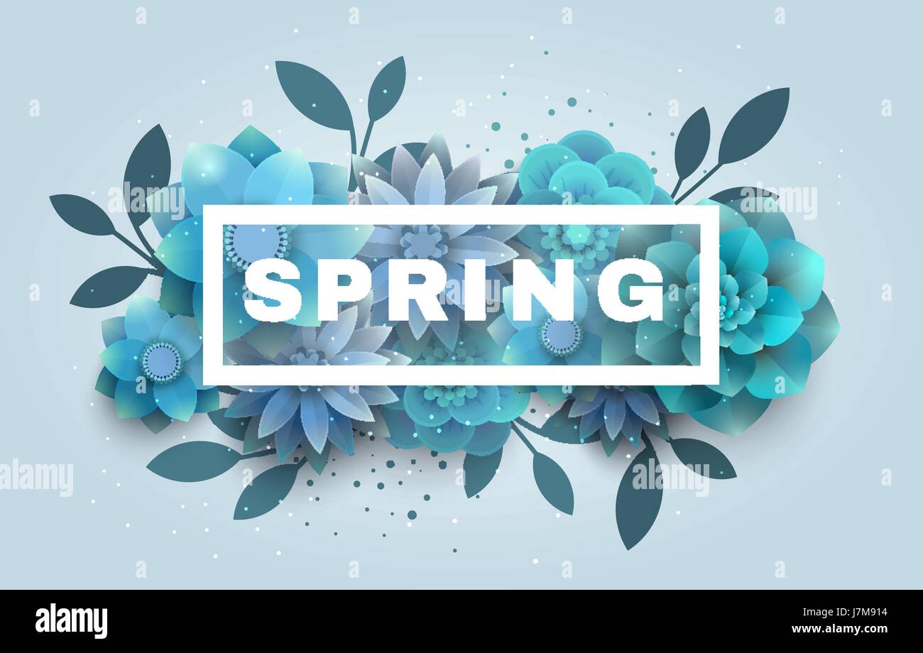 Flower composition with the text of the spring. Stock Vector