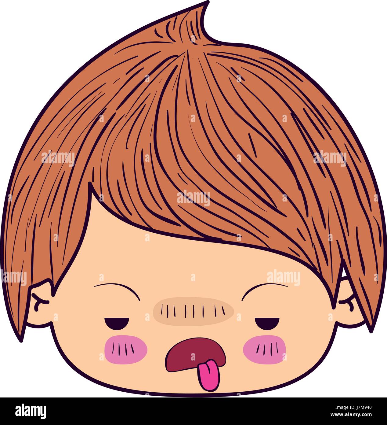 colorful caricature kawaii face little boy with unpleasant facial  expression Stock Vector Image & Art - Alamy