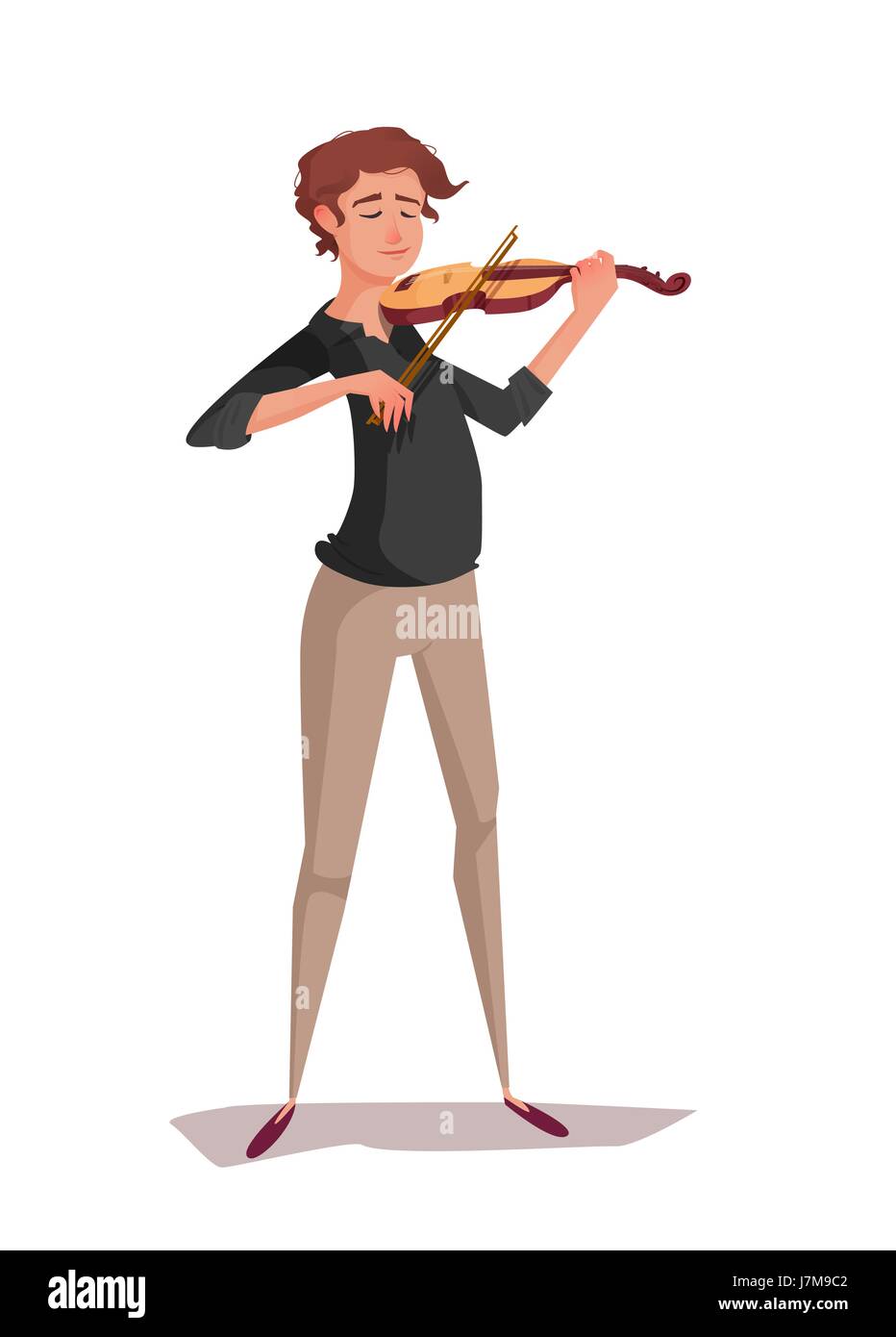 Violinist cartoon man playing music. Stock Vector