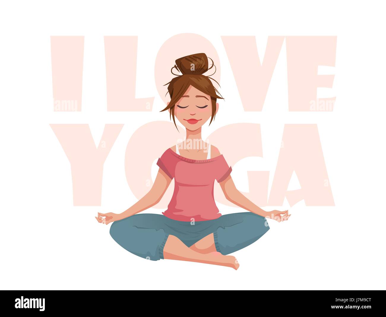 The girl in the lotus pose meditates Stock Vector Image & Art - Alamy