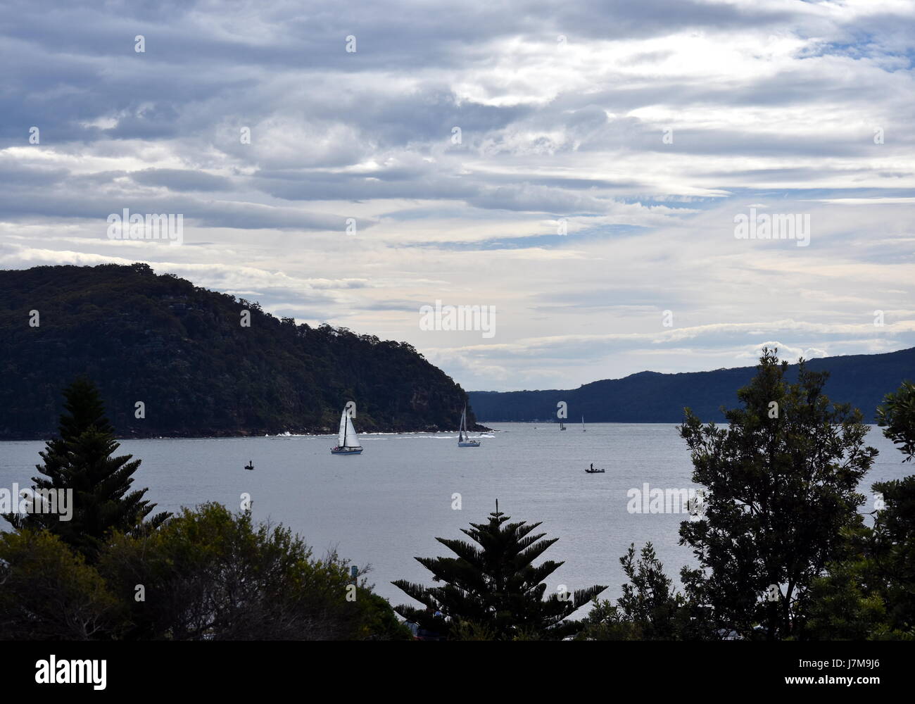 West Head Lookout On The Other Side Of The Bay Yach Sailing On