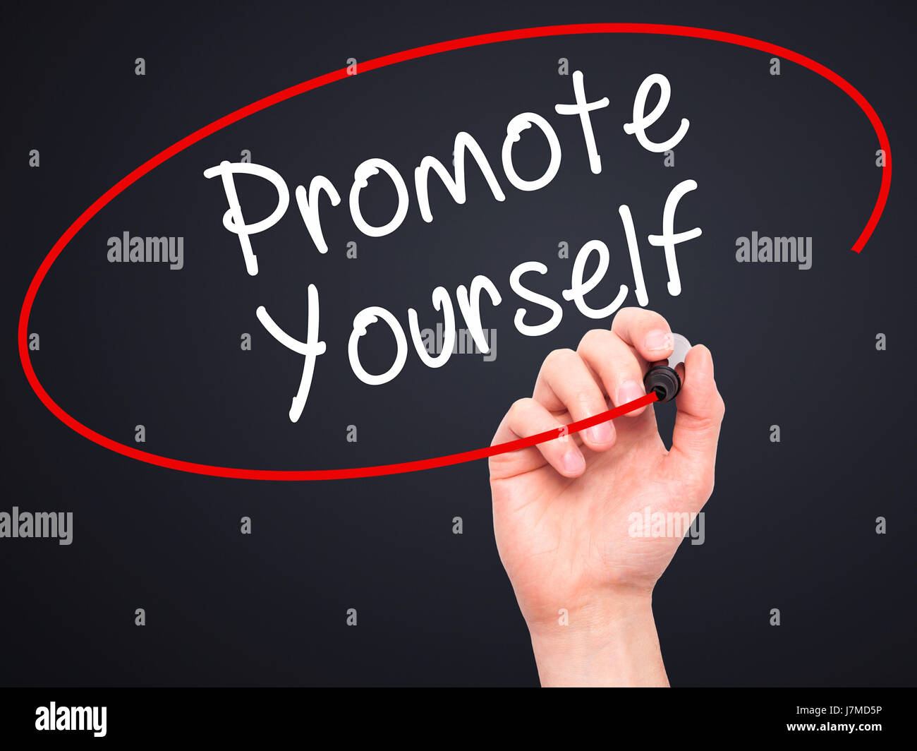 Promote Youself Man Hand writing Promote Yourself with black marker on visual screen ...