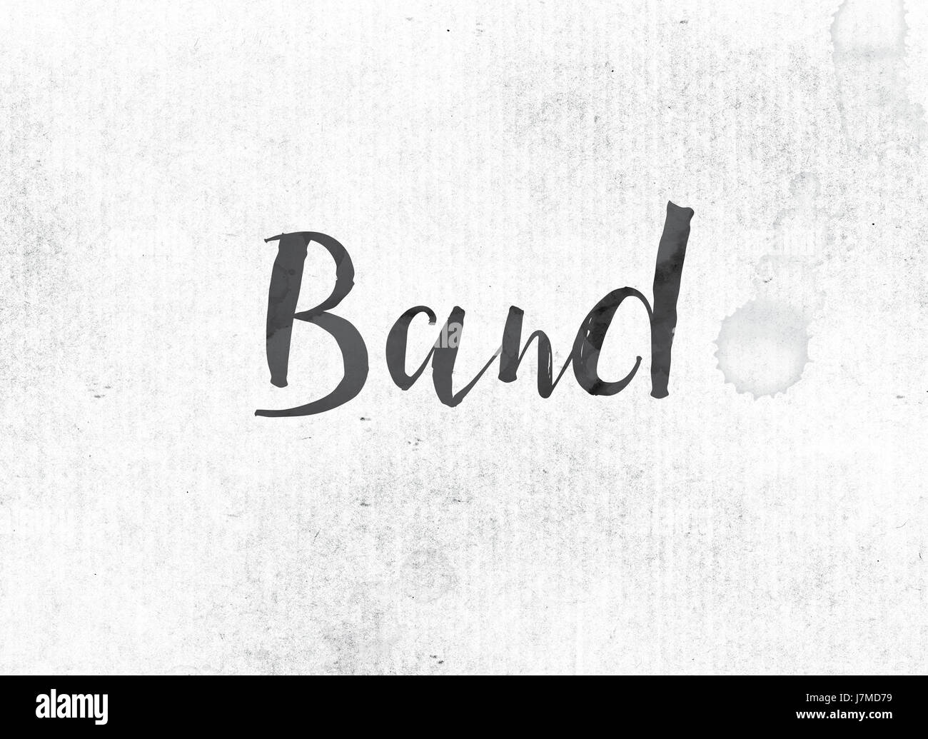 The word Band concept and theme painted in black ink on a watercolor wash background Stock Photo