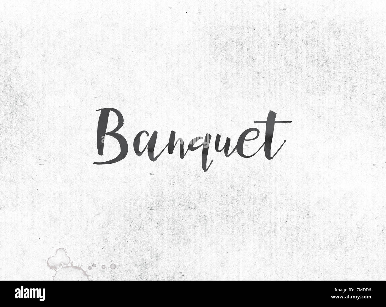 The word Banquet concept and theme painted in black ink on a watercolor