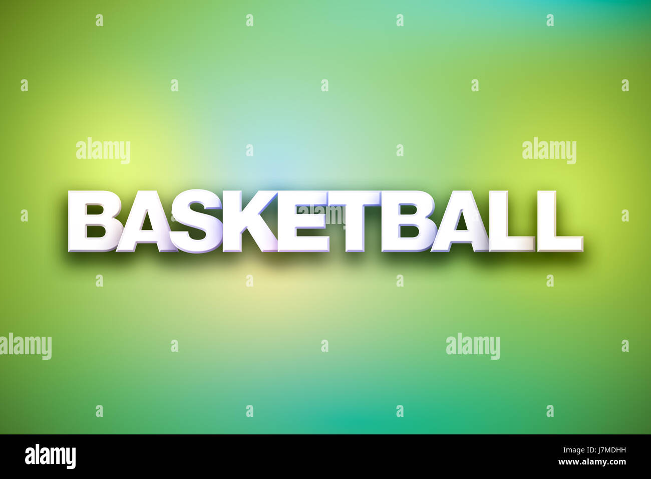 The word Basketball concept written in white type on a colorful