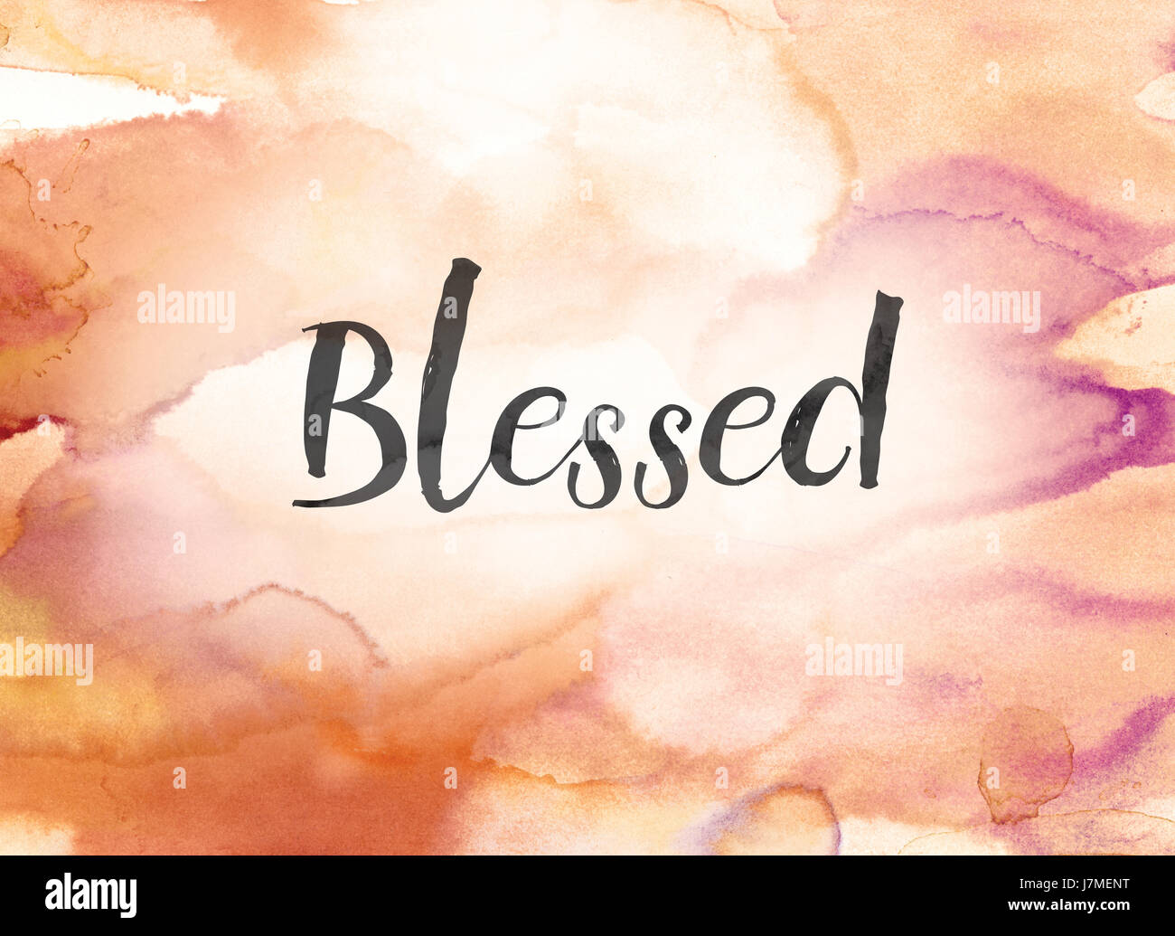 The word Blessed concept and theme written in black ink on a colorful